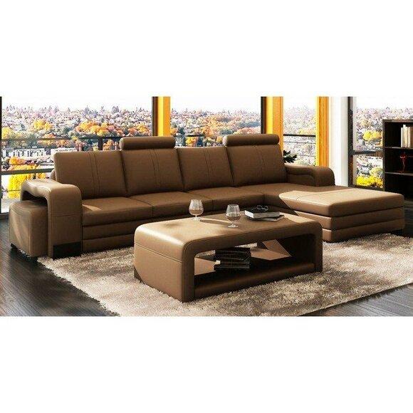 Elegant designer XXL big sofa leather sofa couch living area Franco L-shape