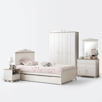 Functional bed Extendable children\'s bed Bed White Set 5pcs Wooden bed