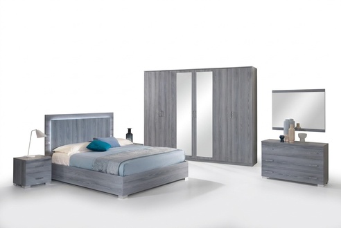 Furniture bedroom set bed 2x bedside table chest of drawers mirror wardrobe 6 pieces.