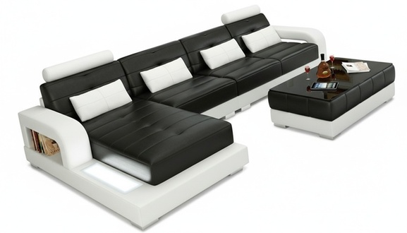 Furniture Corner Sofa Leather Sofa Couch Upholstery Corner Seat Living Room Set L Shape