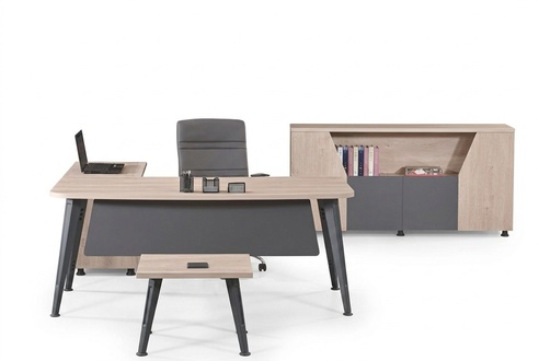 Furniture office study furniture corner office table set 3pcs wood grey table