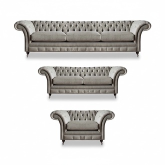 Furniture Seating Complete Set 3 Piece Sofas New Gray Armchair Living Room Chesterfield