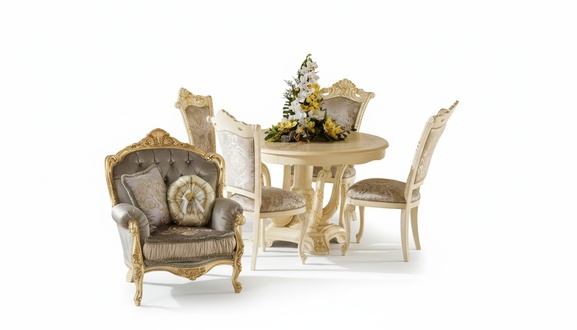 Furniture set dining table 4 chairs luxury dining room furniture group Italy 5 pieces
