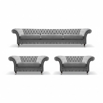 Furniture sofa set couch sofa upholstered couch set 3-piece gray Chesterfield set