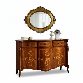 Furniture style baroque 2-piece set luxury wood Italian luxury furniture chest of drawers with mirror New