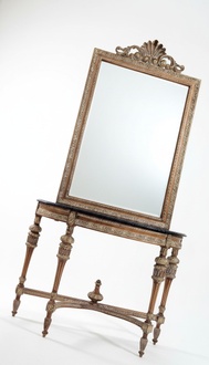 Furniture style baroque console table mirror wood Italian tables consoles 2 pcs.