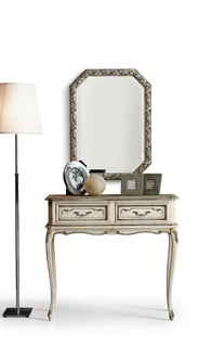 Furniture Style Baroque Console Table Wall Table White Classic Wood 90 cm New