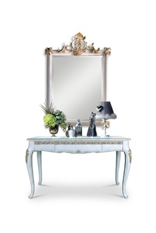 Furniture style baroque console table mirror wood Italian tables consoles 2 pcs.