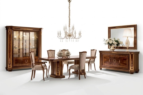 Dining room wooden rectangular fixed dining table in antique style italian furniture arredoclassic™