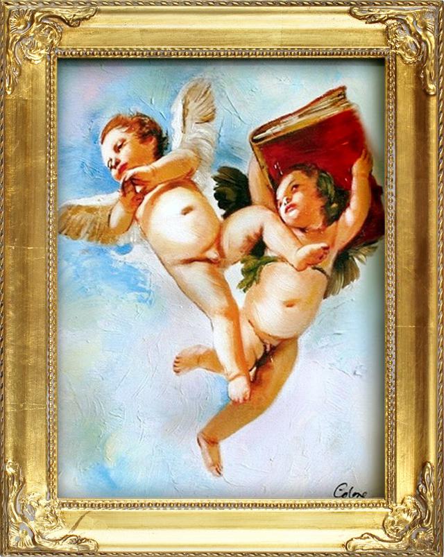 Painting Angel Oil Painting Oil Painting With Frame 37 X 47 cm on Stock