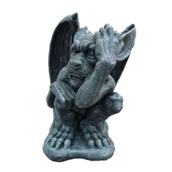 Decorative sculpture designed as a full black colored dragon troll 38cm G1