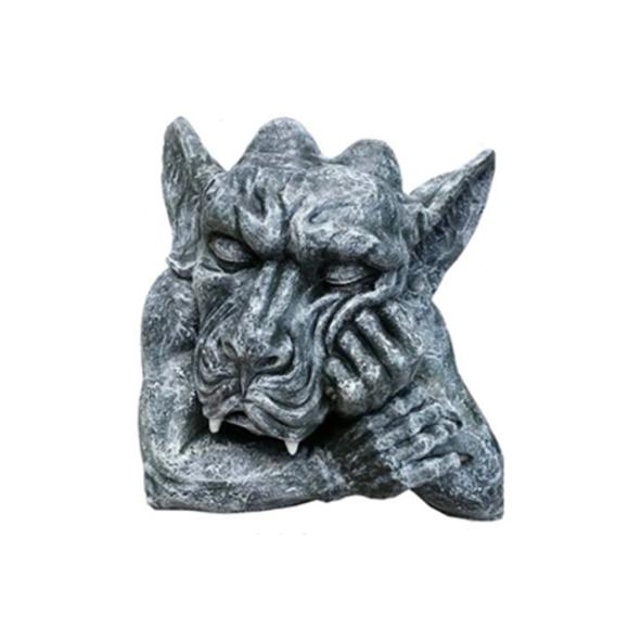 Decorative sculpture designed as a full silver colored bored dragon troll 35cm
