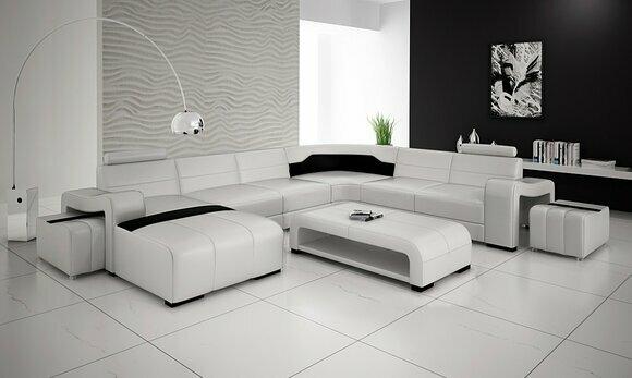 Luxury leather corner sofa sofa upholstery corner set U shape white sofas set couch