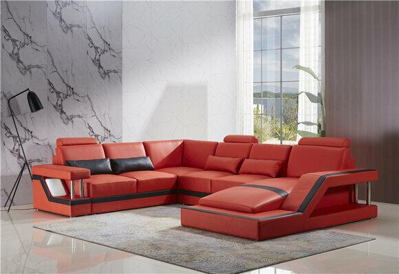 Design couch luxury couches leather sofa seat corner set upholstery corner couch red