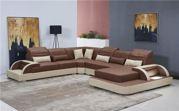 Living area U shape xxl corner sofa sofa couch upholstery set leather sofas
