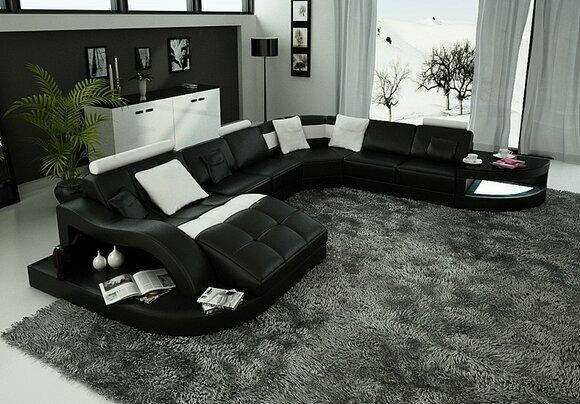 Modern sofa corner set U shape upholstered seat corner couch + coffee table complete