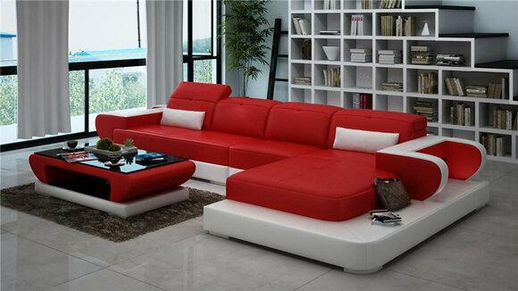 Corner sofa sofa set leather sofa corner upholstery stool set red designer couch new
