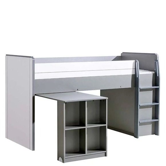 Space-saving loft bed with workspace and wardrobe Ready SOFORT