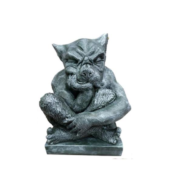 Decorative sculpture designed as a dark grey colored sleeping dragon goblin 47cm G24