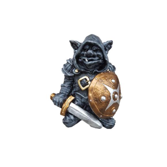 Decorative sculpture designed as a dark grey colored goblin warrior 48cm G24A