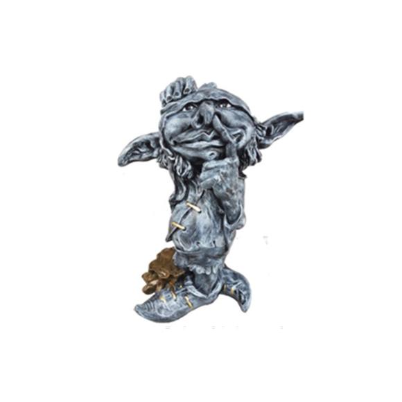 Decorative sculpture designed as a dark grey colored goblin with gold decorations 68cm G25