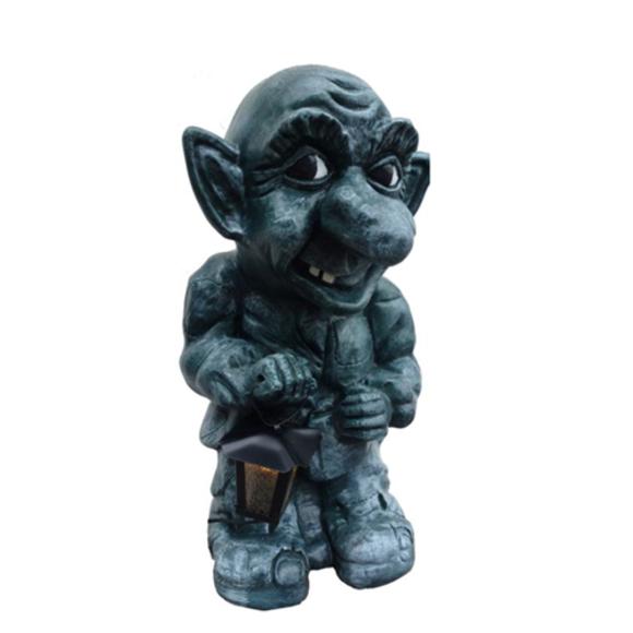 Decorative sculpture designed as a dark grey gobin with a lamp 50cm G5