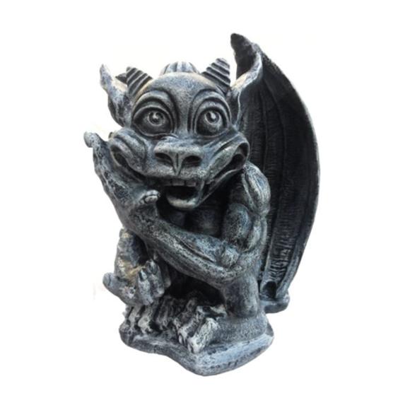 Decorative sculpture designed as a dark grey colored gargoyle with natural obsolescence imitation 30cm G8