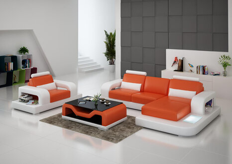 Leather Sofa Couch Living Landscape Corner Armchair Set Design Modern Sofa G8007E New