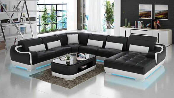 Leather Sofa Upholstery Seat Corner Sofa Set Living Room Couch G8025