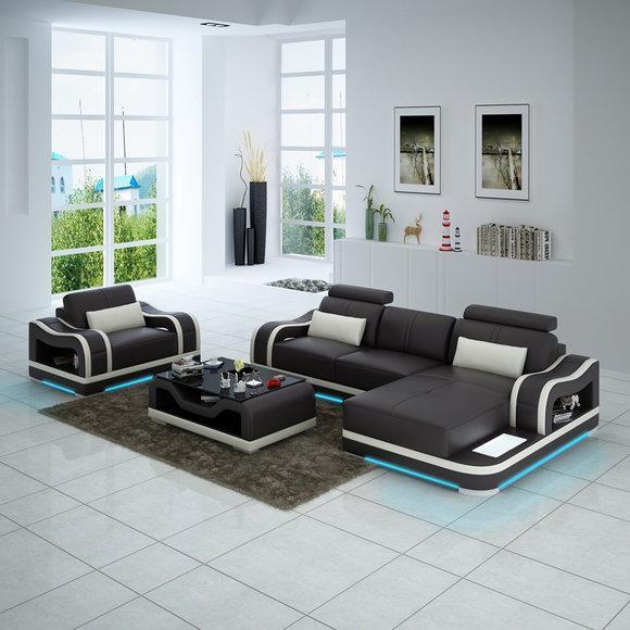 Leather sofa couch living landscape corner sofa + armchair corner set Modern sofa G8030E