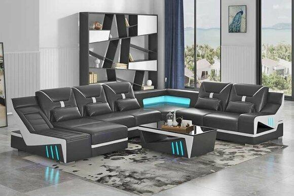 Living area sofa U shape corner sofa designer sofa black corner set