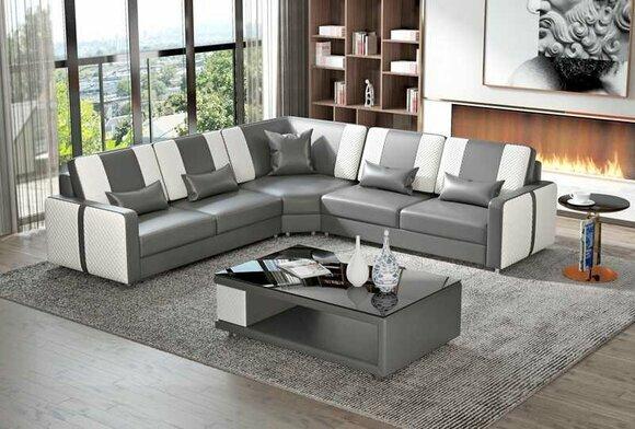 Design corner set leather sofa corner sofa L shape couch sofa grey corner couch