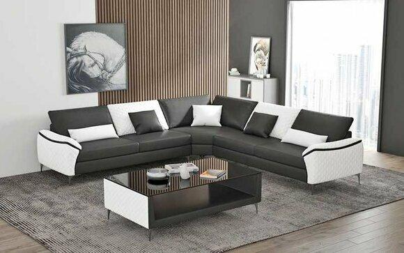 Corner set leather sofa corner sofa L shape design couch sofa black luxury