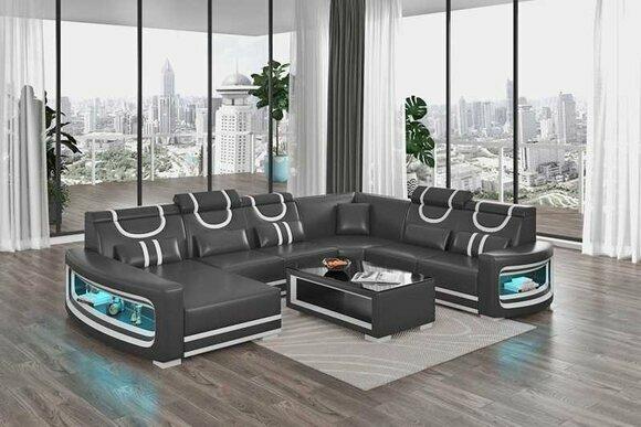 Living area couches leather sofa corner sofa U shape black sofa large new