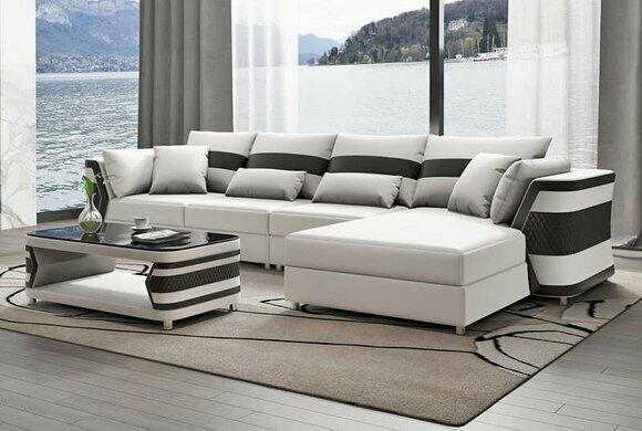 Corner sofa leather sofa L shape couch sofa white luxury modern corner set