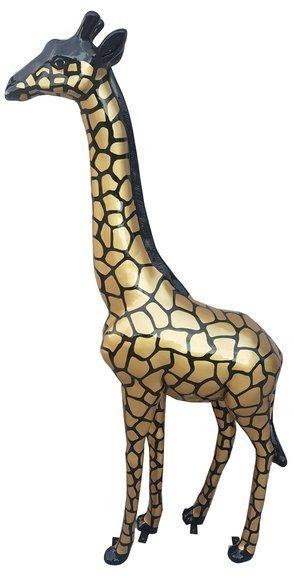 Abstract black gloss decorative giraffe figure with golden paints 205cm height P21