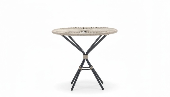 High-Quality Gray Coffee Table Modern Rattan Round Design Luxury