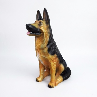 Decorative sculpture designed as sitting german shepherd dog figure 86cm height