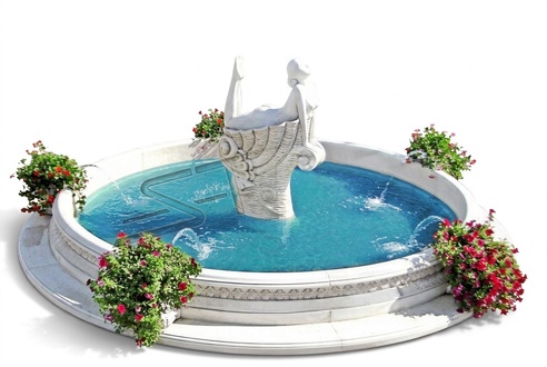 Garden figure for "Fontaine" 192cm pond figure people cast stone garden decoration 201108