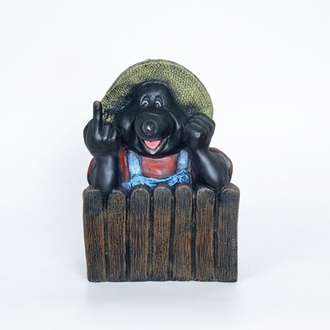 Decorative sculpture designed as a colorful mole gardener with a basket 44cm