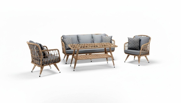 Garden furniture 2x armchairs sturdy garden gray set coffee table sofa 3-seater