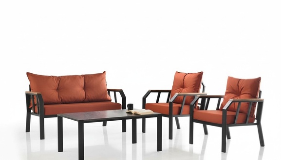 Garden furniture seating group seating group seat orange coffee table 3-piece sofa