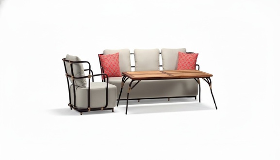 Garden furniture sofa set rattan furniture terrace set outdoor lounge balcony 3-piece.