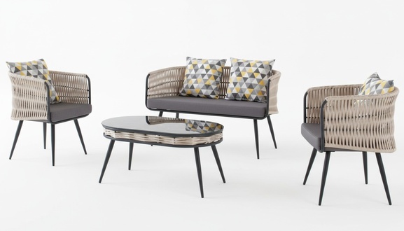 Garden furniture Sofa set Table Stools Armchairs Veranda Seating groups 4 pcs.