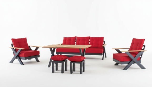 Garden furniture sofa set table stool armchair veranda seating groups 6 pieces.