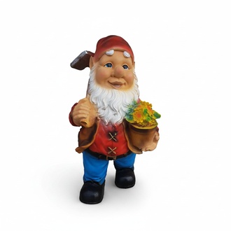 Colorful decorative sculpture designed as a dwarf gardener with flowers 50cm M36