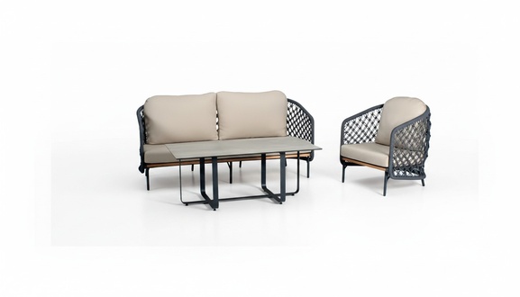 Garden Rattan Furniture Sofa Set Terrace Furniture Balcony Outdoor Lounge 3-piece.