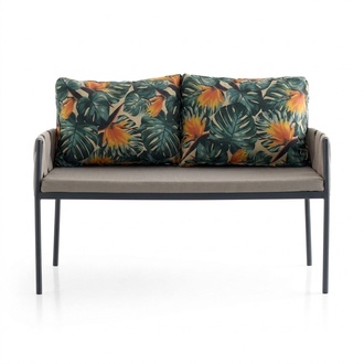 Garden sofa 2-seater lounge sofa with leaf pattern cushions garden furniture