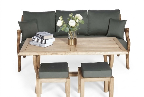 Garden terrace furniture set sofa 3-seater wood dining table modern garden furniture