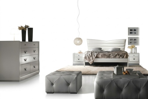 Set 4pcs Bedroom Bed Bedside Table Chest Group Double Beds Luxury